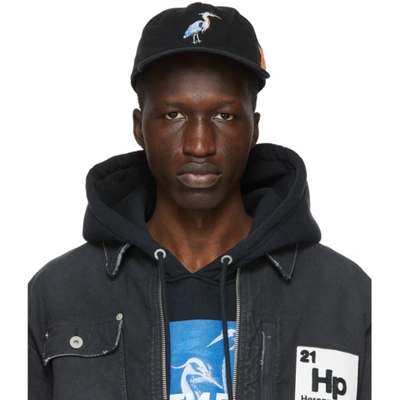 Heron Preston Black Embroidered Herons Cap In Black Light