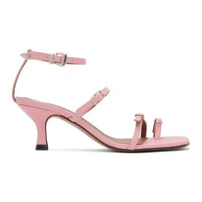 Abra Ssense Exclusive Pink Buckle Heeled Sandals