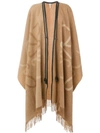 Loewe Logo Wool & Cashmere Jacquard Poncho In Brown/beige