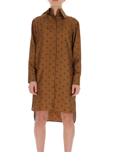 Fendi Karligraphy Motif Midi Shirt Dress In Brown