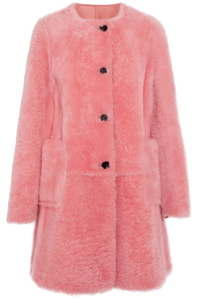 Marni Reversible Leather And Fur Jacket In Camellia