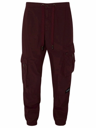 Dolce & Gabbana Stretch Cotton Cargo Trousers In Bordeaux