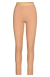 Skims Logo Cotton Thermal Leggings In Ochre