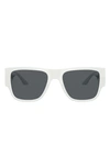 Versace 57mm Rectangular Sunglasses In White/ Dark Grey