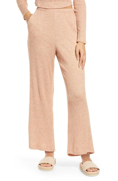 All In Favor Wide Leg Rib Knit Pants In B Orange