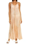 Elan Crochet Godet Cover-up Maxi Dress In Melon Td