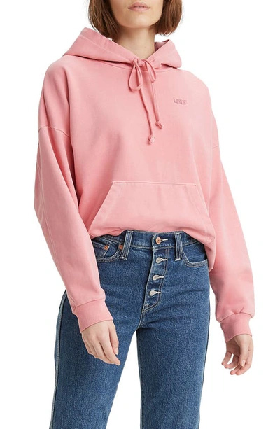 Levi's Garment Dyed Cotton Hoodie In Blush Garment Dye