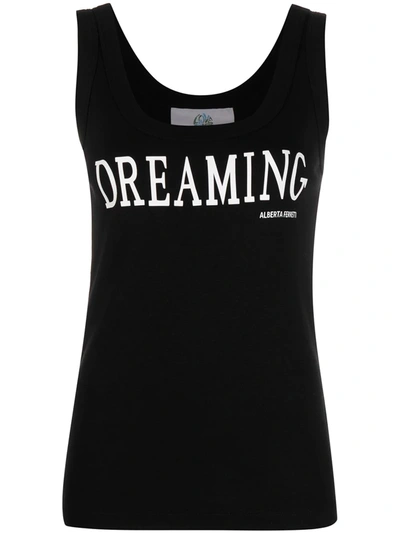 Alberta Ferretti Slogan-print Tank Top In Black