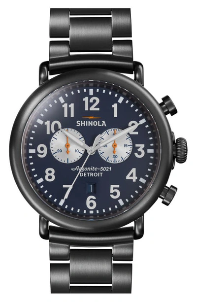 Shinola 'the Runwell Chrono' Bracelet Watch, 47mm In Navyblue