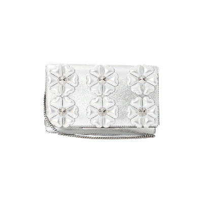 Fendi Tube Floral Wallet-on-chain In Silver