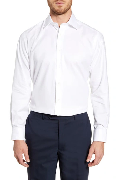 David Donahue Regular Fit Oxford Cotton Dress Shirt In White