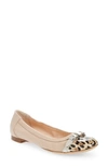 Agl Attilio Giusti Leombruni Cap Toe Ballet Flat In Softy Beige/ Leopard Print