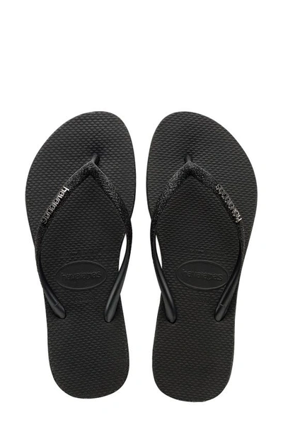 Havaianas Slim Sparkle Flip Flop In Black