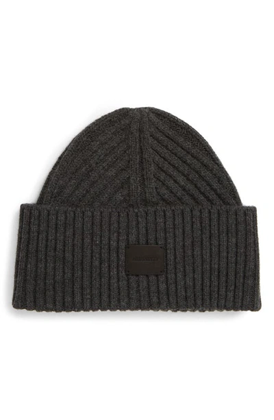 Allsaints Travelling Ribbed Beanie In Charcoal