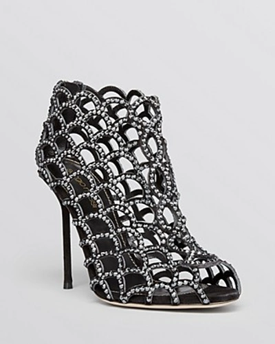 Sergio Rossi Mermaid Swarovski Crystal Booties In Black Strass | ModeSens