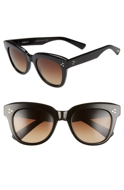 Salt Sophia 52mm Polarized Square Sunglasses In Black/ Brown