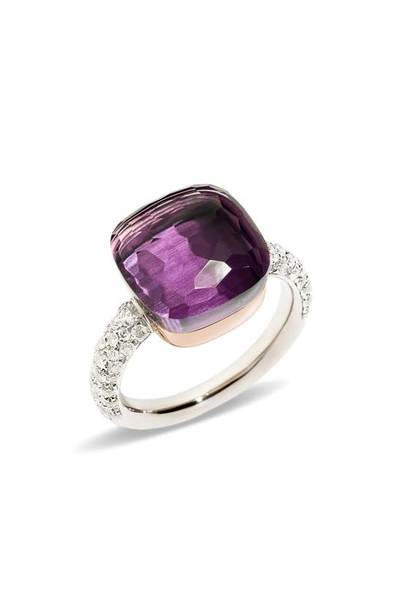 Pomellato Nudo Maxi Stone & Diamond Ring In Rose Gold/ Amethyst/ Diamond
