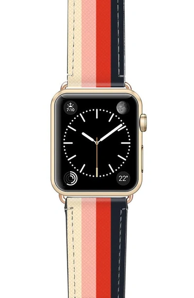 Casetify Rad Retro Saffiano Faux Leather Apple Watch Band In Gold