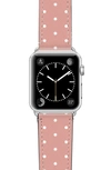 Casetify Polka Dots Saffiano Faux Leather Apple Watch Band In Pink/ White/ Silver