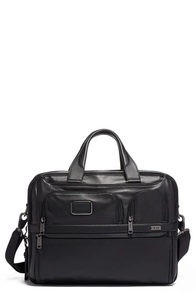 Tumi Alpha 3 Expandable Organizer Leather Laptop Briefcase In Black