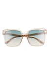 Tom Ford Faye 56mm Gradient Square Sunglasses In Brown/ Blue