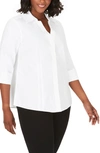 Foxcroft 'taylor' Three-quarter Sleeve Non-iron Cotton Shirt In White