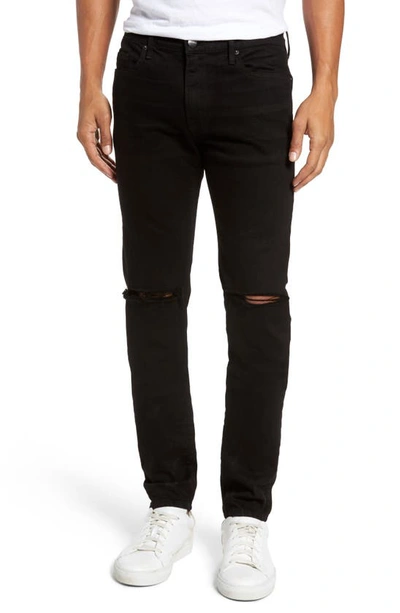 Frame L'homme Skinny Fit Jeans In Noir Slits