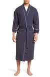 Majestic Waffle Knit Robe In Navy