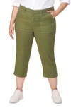 Nydj Utility Crop Linen Blend Pants In Olivine