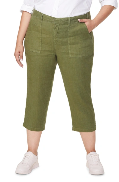 Nydj Utility Crop Linen Blend Pants In Olivine