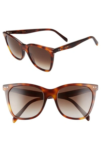 Celine 55mm Cat Eye Sunglasses In Blonde Havana/ Gradient Brown