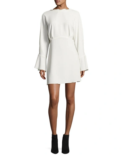 Iro Ivanoe Deep-v Back Bell-sleeve Mini Dress, Ivory, Ivory