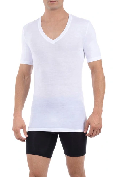 Tommy John Second Skin Micromodal Deep V-neck Undershirt In White