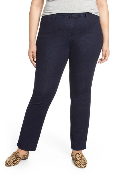 Nydj Marilyn High Rise Straight Leg Jeans In Rinse Tonal Stitch