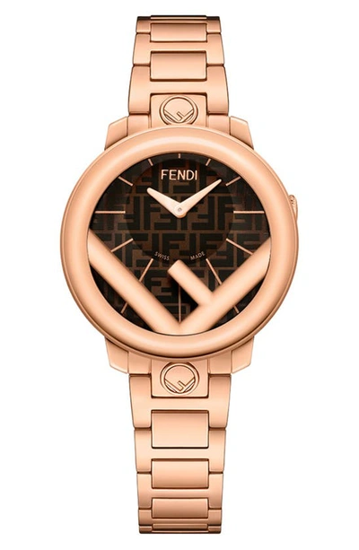 Fendi Run Away Bracelet Watch, 28mm In Rose Gold/ Brown/ Rose Gold