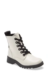 Fly London Ragi Combat Boot In Off White Leather
