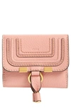 Chloé Marcie Leather French Wallet In Fallow Pink