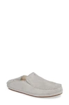 Olukai Nohea Nubuck Slipper In Pale Grey/ Pale Grey Leather