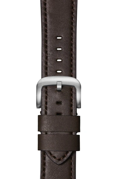 Shinola Rail Road Leather Apple Watch Strap In Kodiak/ Silver