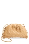 Bottega Veneta Small The Pouch Leather Clutch In Almond/ Gold