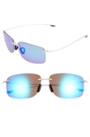 Maui Jim Hema 62mm Polarized Rectangular Sunglasses In Matte Crystal