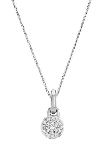 Monica Vinader Fiji Mini Diamond Button Pendant Charm In Silver/ Diamond
