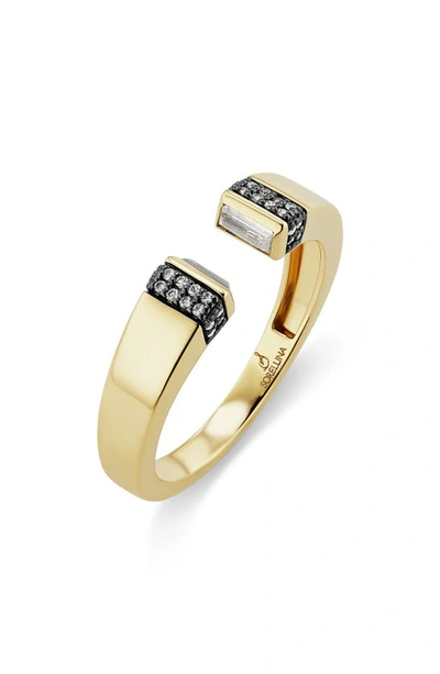 Sorellina Pietra Semiprecious Stone & Diamond Pavé Open Ring In Yellow Gold/ Tsavorite