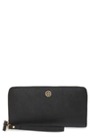 Tory Burch Walker Leather Slim Zip Wallet In Black