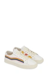 Soludos Shooting Star Embroidered Leather Sneakers In White