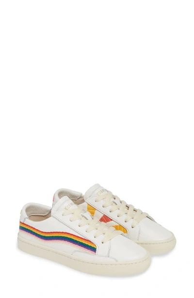 Soludos Shooting Star Embroidered Leather Sneakers In White