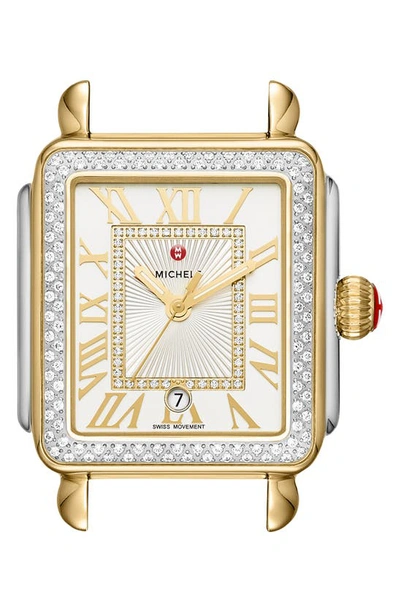 Michele Deco Madison Diamond Dial Watch Case, 33mm X 35mm In Gold