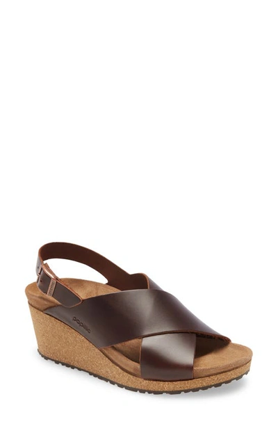 Birkenstock Papillio By  Samira Wedge Sandal In Cognac Leather