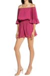 Endless Rose Off The Shoulder Ruffle Sleeve Romper In Magenta