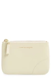 Comme Des Garçons Small Classic Leather Zip-up Pouch In Off White